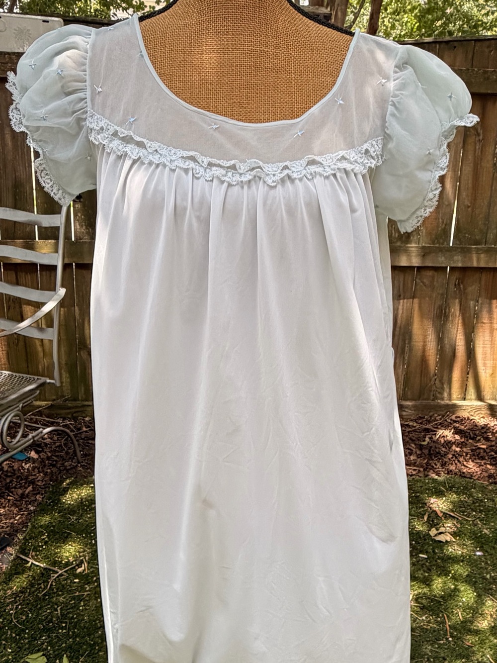 Vintage Shadowline Blue Babydoll Nylon Nightgown